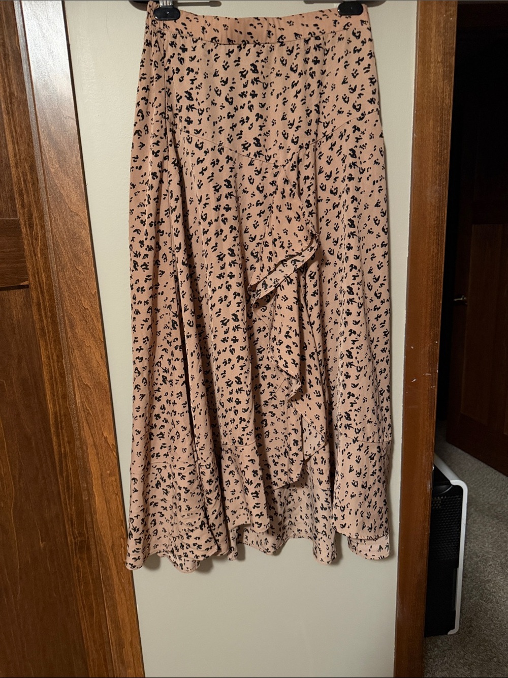 Mikarose Blush & Black Printed Asymmetric Maxi Skirt